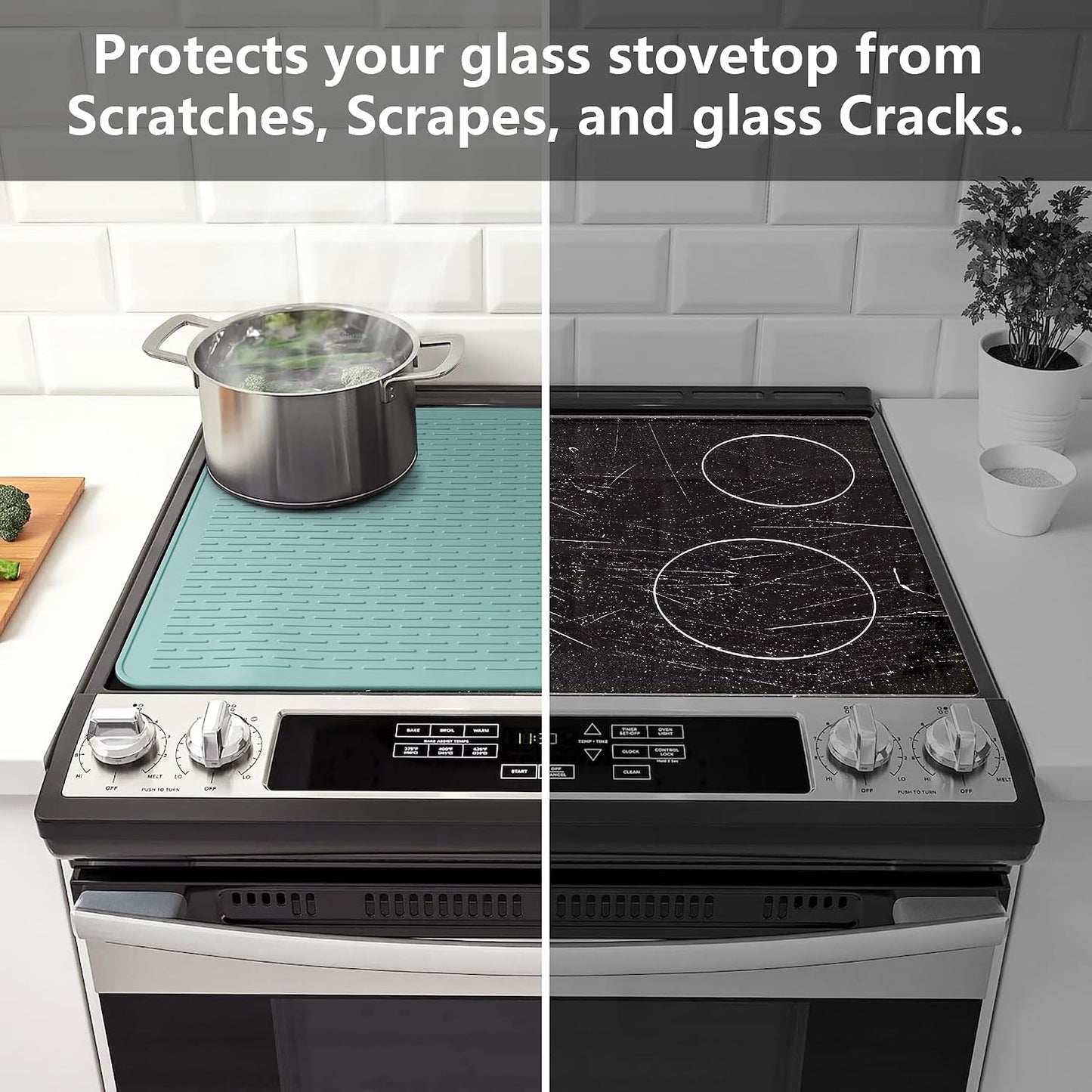 Stove Top Cover for Electric Stove - Silicone Stove Mat for Glass Top, Glass Cooktop Protector, XL Dish Drying Mats for Kitchen,Oven Covers for Electric Stove (Black,30 x 21)