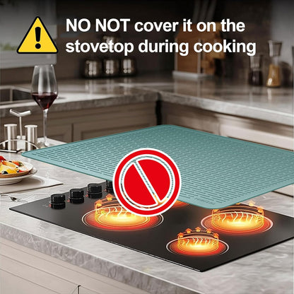 Stove Top Cover for Electric Stove - Silicone Stove Mat for Glass Top, Glass Cooktop Protector, XL Dish Drying Mats for Kitchen,Oven Covers for Electric Stove (Black,30 x 21)