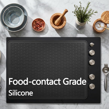 Stove Top Cover for Electric Stove - Silicone Stove Mat for Glass Top, Glass Cooktop Protector, XL Dish Drying Mats for Kitchen,Oven Covers for Electric Stove (Black,30 x 21)