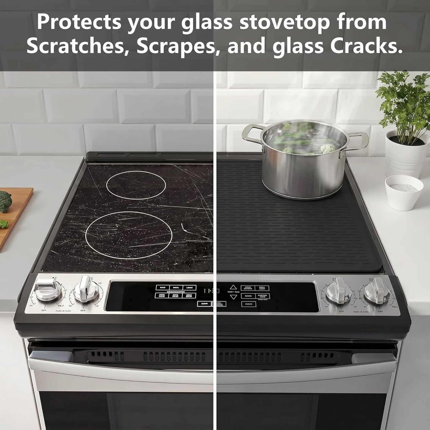Stove Top Cover for Electric Stove - Silicone Stove Mat for Glass Top, Glass Cooktop Protector, XL Dish Drying Mats for Kitchen,Oven Covers for Electric Stove (Black,30 x 21)