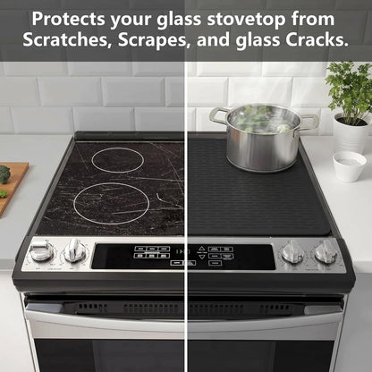 Stove Top Cover for Electric Stove - Silicone Stove Mat for Glass Top, Glass Cooktop Protector, XL Dish Drying Mats for Kitchen,Oven Covers for Electric Stove (Black,30 x 21)