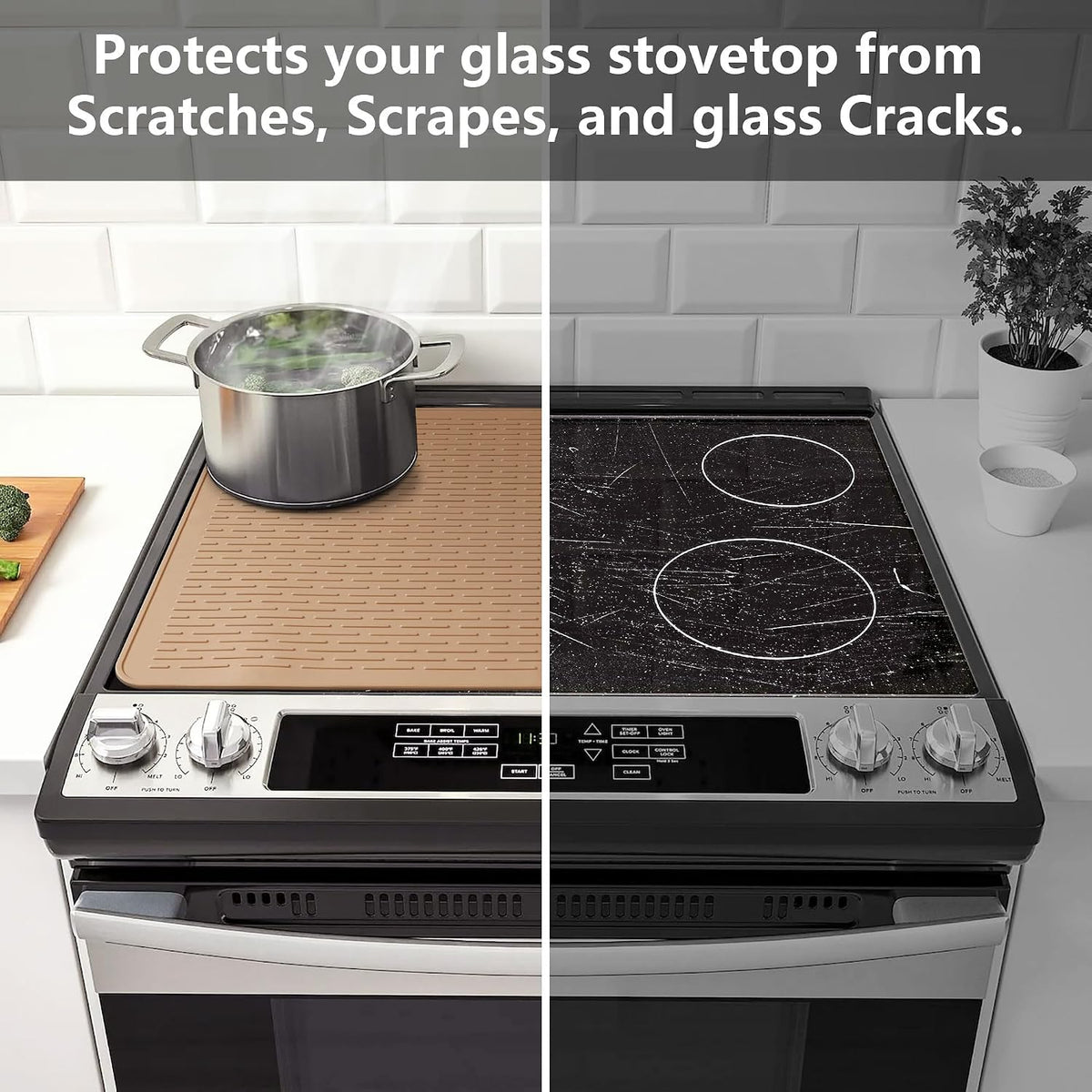 Stove Top Cover for Electric Stove - Silicone Stove Mat for Glass Top, Glass Cooktop Protector, XL Dish Drying Mats for Kitchen,Oven Covers for Electric Stove (Black,30 x 21)