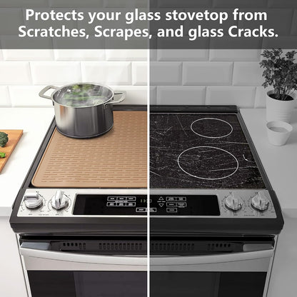 Stove Top Cover for Electric Stove - Silicone Stove Mat for Glass Top, Glass Cooktop Protector, XL Dish Drying Mats for Kitchen,Oven Covers for Electric Stove (Black,30 x 21)