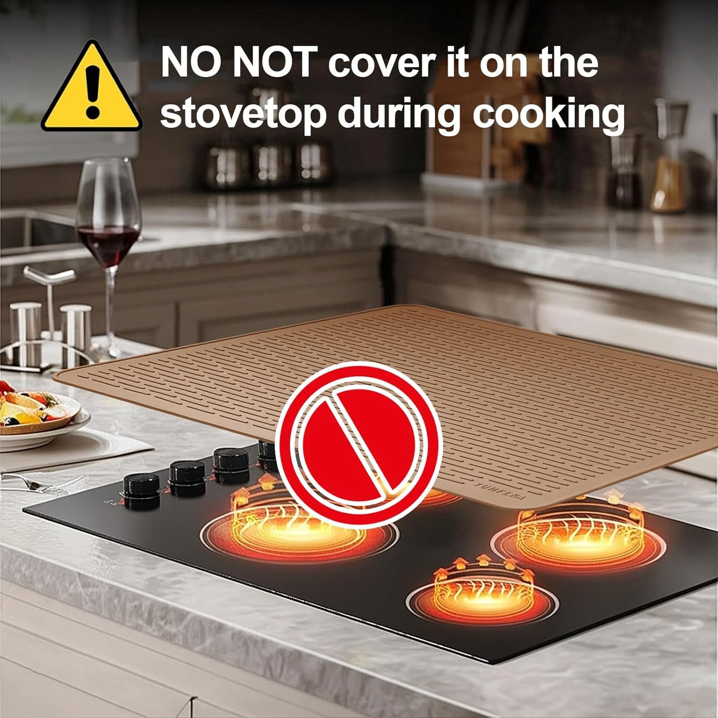 Stove Top Cover for Electric Stove - Silicone Stove Mat for Glass Top, Glass Cooktop Protector, XL Dish Drying Mats for Kitchen,Oven Covers for Electric Stove (Black,30 x 21)