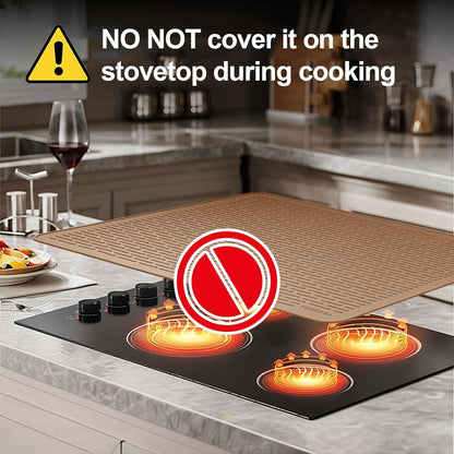 Stove Top Cover for Electric Stove - Silicone Stove Mat for Glass Top, Glass Cooktop Protector, XL Dish Drying Mats for Kitchen,Oven Covers for Electric Stove (Black,30 x 21)