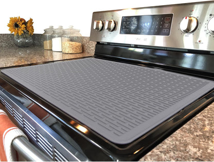 Stove Top Cover for Electric Stove - Silicone Stove Mat for Glass Top, Glass Cooktop Protector, XL Dish Drying Mats for Kitchen,Oven Covers for Electric Stove (Black,30 x 21)