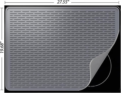 Stove Top Cover for Electric Stove - Silicone Stove Mat for Glass Top, Glass Cooktop Protector, XL Dish Drying Mats for Kitchen,Oven Covers for Electric Stove (Black,30 x 21)