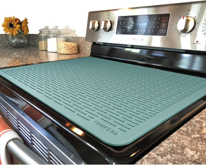 Stove Top Cover for Electric Stove - Silicone Stove Mat for Glass Top, Glass Cooktop Protector, XL Dish Drying Mats for Kitchen,Oven Covers for Electric Stove (Black,30 x 21)