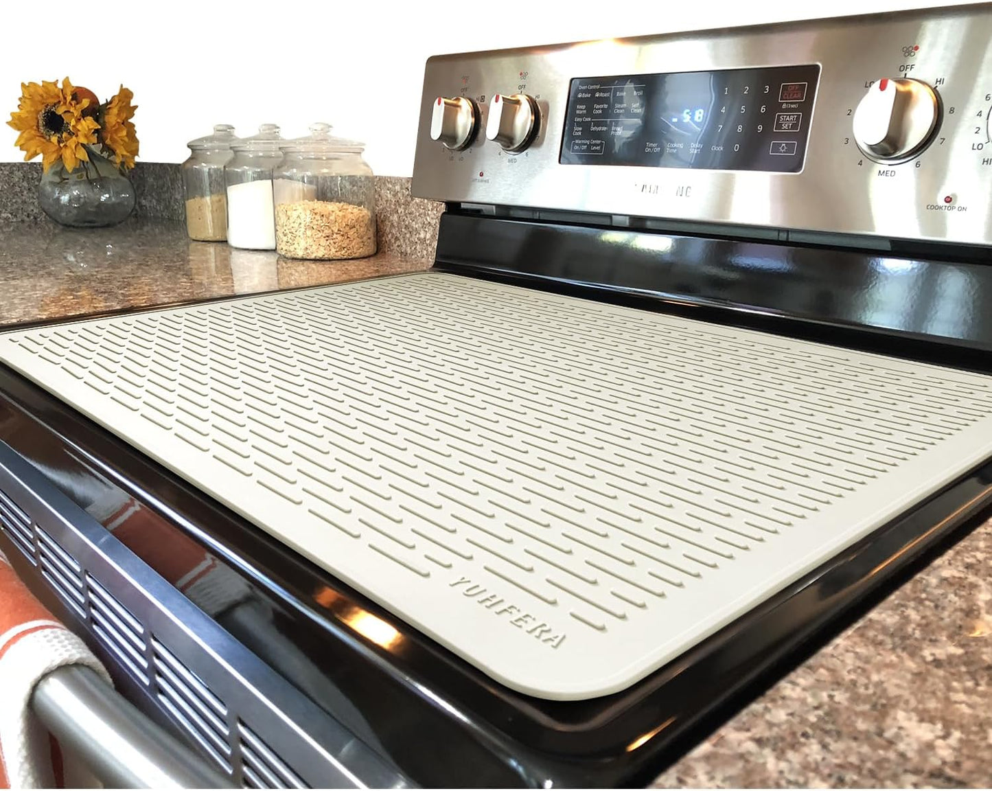 Stove Top Cover for Electric Stove - Silicone Stove Mat for Glass Top, Glass Cooktop Protector, XL Dish Drying Mats for Kitchen,Oven Covers for Electric Stove (Black,30 x 21)