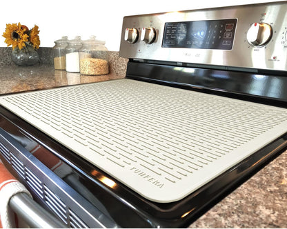 Stove Top Cover for Electric Stove - Silicone Stove Mat for Glass Top, Glass Cooktop Protector, XL Dish Drying Mats for Kitchen,Oven Covers for Electric Stove (Black,30 x 21)