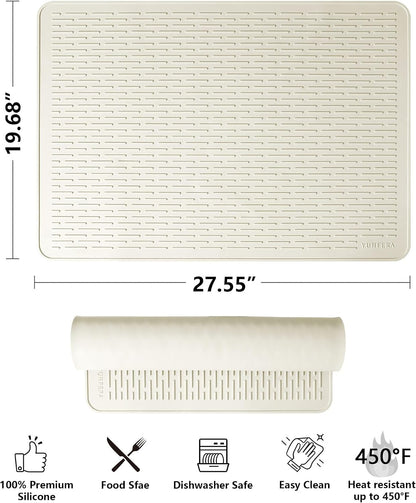 Stove Top Cover for Electric Stove - Silicone Stove Mat for Glass Top, Glass Cooktop Protector, XL Dish Drying Mats for Kitchen,Oven Covers for Electric Stove (Black,30 x 21)
