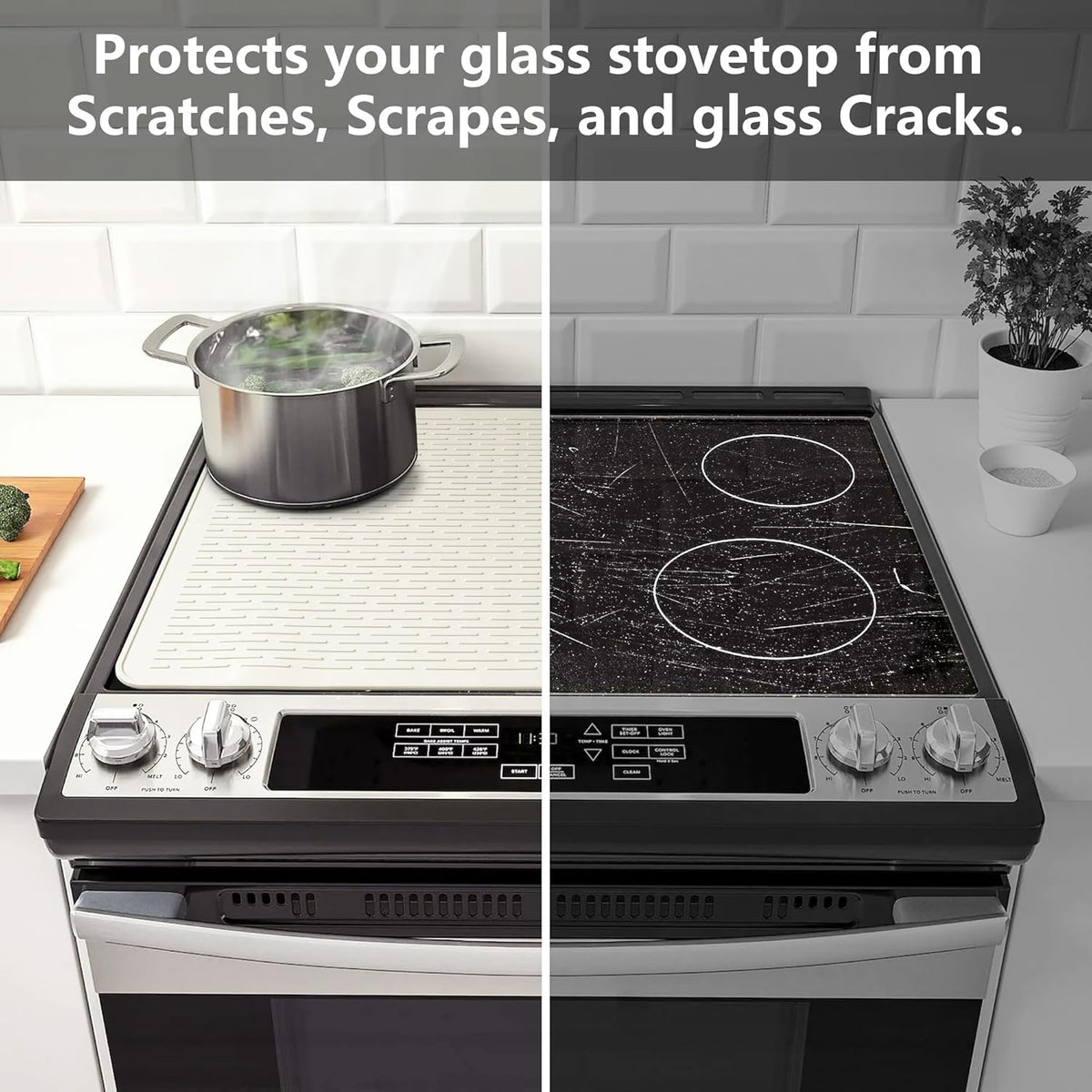 Stove Top Cover for Electric Stove - Silicone Stove Mat for Glass Top, Glass Cooktop Protector, XL Dish Drying Mats for Kitchen,Oven Covers for Electric Stove (Black,30 x 21)