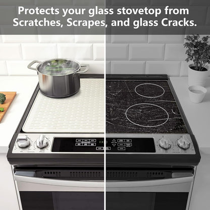 Stove Top Cover for Electric Stove - Silicone Stove Mat for Glass Top, Glass Cooktop Protector, XL Dish Drying Mats for Kitchen,Oven Covers for Electric Stove (Black,30 x 21)