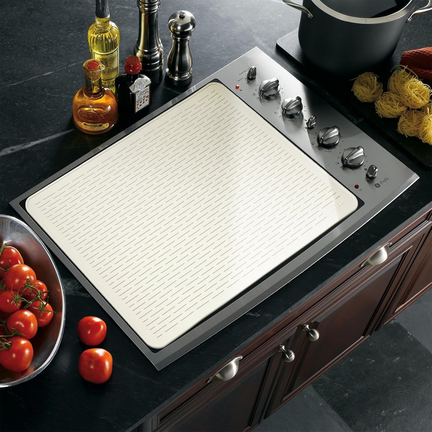 Stove Top Cover for Electric Stove - Silicone Stove Mat for Glass Top, Glass Cooktop Protector, XL Dish Drying Mats for Kitchen,Oven Covers for Electric Stove (Black,30 x 21)