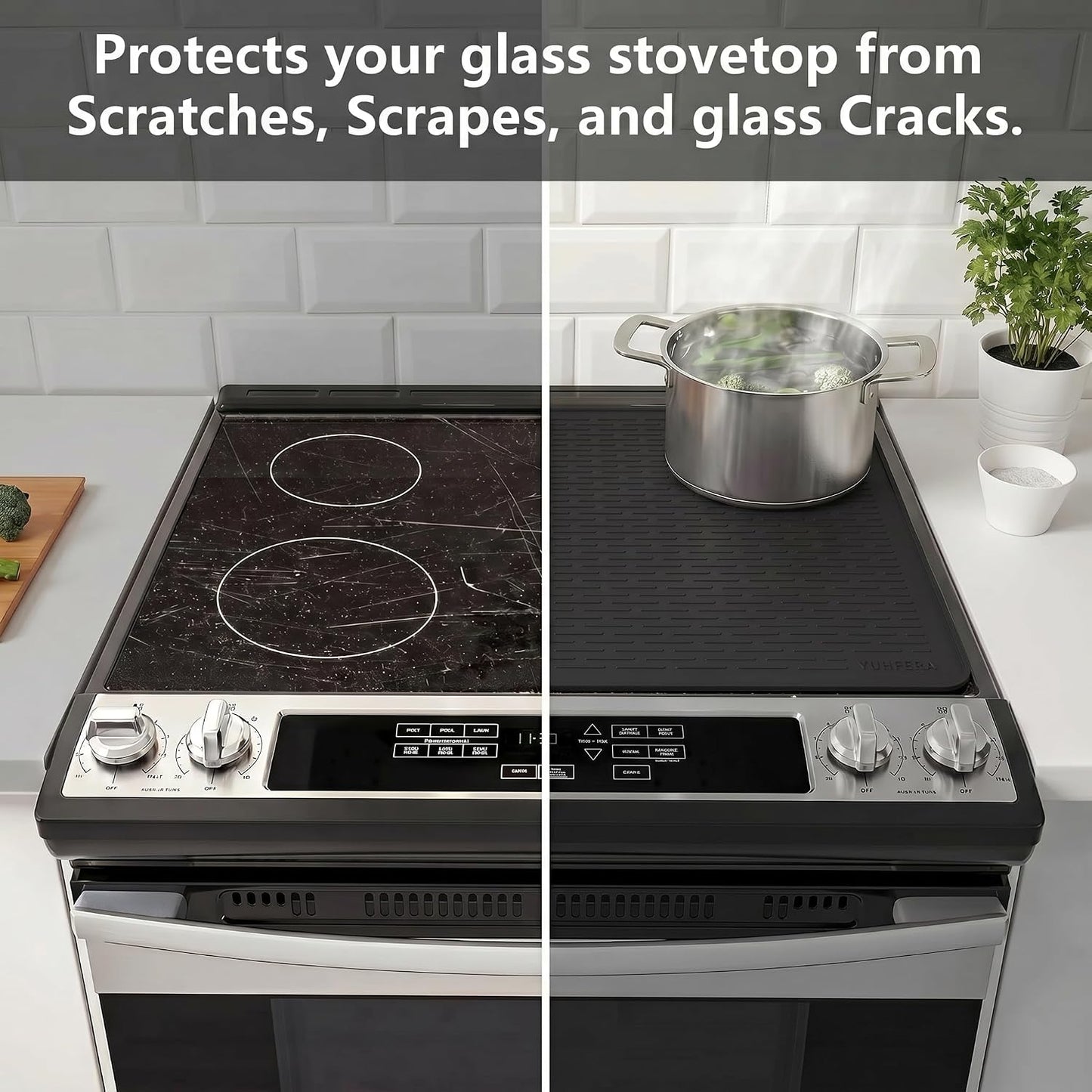 Stove Top Cover for Electric Stove - Silicone Stove Mat for Glass Top, Glass Cooktop Protector, XL Dish Drying Mats for Kitchen,Oven Covers for Electric Stove (Black,30 x 21)