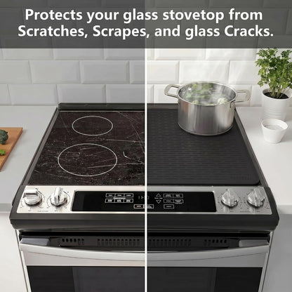 Stove Top Cover for Electric Stove - Silicone Stove Mat for Glass Top, Glass Cooktop Protector, XL Dish Drying Mats for Kitchen,Oven Covers for Electric Stove (Black,30 x 21)