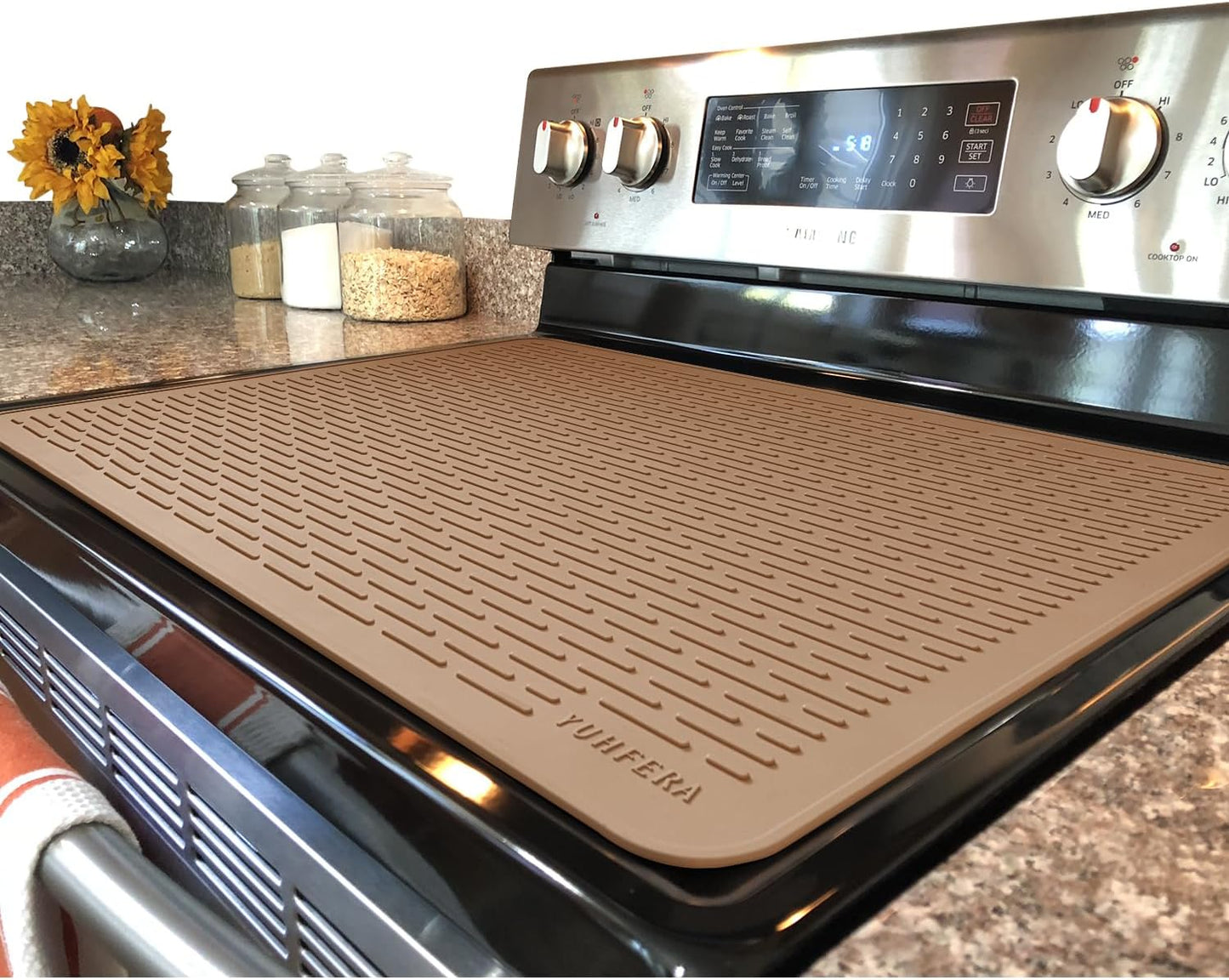 Stove Top Cover for Electric Stove - Silicone Stove Mat for Glass Top, Glass Cooktop Protector, XL Dish Drying Mats for Kitchen,Oven Covers for Electric Stove (Black,30 x 21)