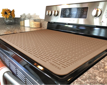 Stove Top Cover for Electric Stove - Silicone Stove Mat for Glass Top, Glass Cooktop Protector, XL Dish Drying Mats for Kitchen,Oven Covers for Electric Stove (Black,30 x 21)