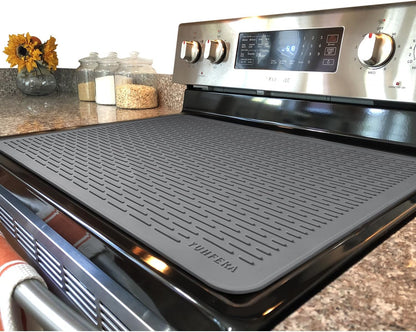 Stove Top Cover for Electric Stove - Silicone Stove Mat for Glass Top, Glass Cooktop Protector, XL Dish Drying Mats for Kitchen,Oven Covers for Electric Stove (Black,30 x 21)