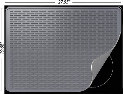 Stove Top Cover for Electric Stove - Silicone Stove Mat for Glass Top, Glass Cooktop Protector, XL Dish Drying Mats for Kitchen,Oven Covers for Electric Stove (Black,30 x 21)