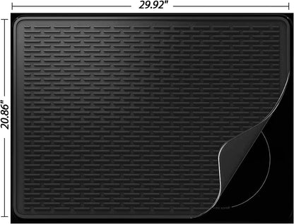 Stove Top Cover for Electric Stove - Silicone Stove Mat for Glass Top, Glass Cooktop Protector, XL Dish Drying Mats for Kitchen,Oven Covers for Electric Stove (Black,30 x 21)