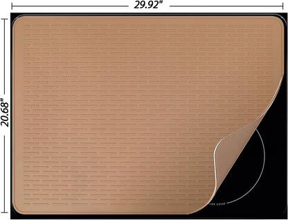 Stove Top Cover for Electric Stove - Silicone Stove Mat for Glass Top, Glass Cooktop Protector, XL Dish Drying Mats for Kitchen,Oven Covers for Electric Stove (Black,30 x 21)