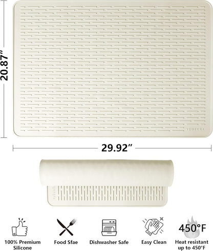 Stove Top Cover for Electric Stove - Silicone Stove Mat for Glass Top, Glass Cooktop Protector, XL Dish Drying Mats for Kitchen,Oven Covers for Electric Stove (Black,30 x 21)