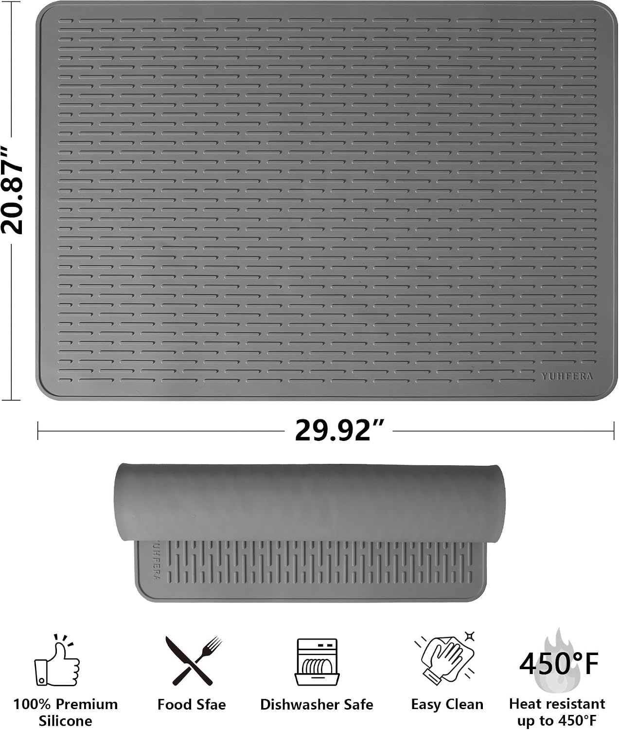 Stove Top Cover for Electric Stove - Silicone Stove Mat for Glass Top, Glass Cooktop Protector, XL Dish Drying Mats for Kitchen,Oven Covers for Electric Stove (Black,30 x 21)