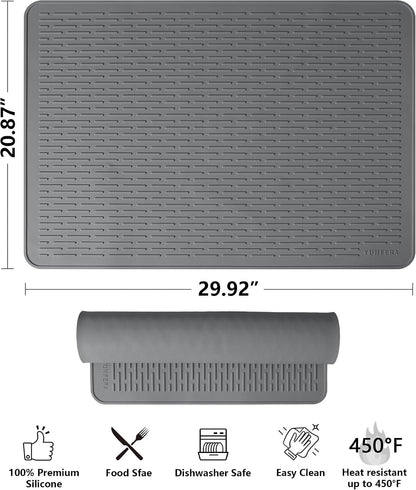 Stove Top Cover for Electric Stove - Silicone Stove Mat for Glass Top, Glass Cooktop Protector, XL Dish Drying Mats for Kitchen,Oven Covers for Electric Stove (Black,30 x 21)