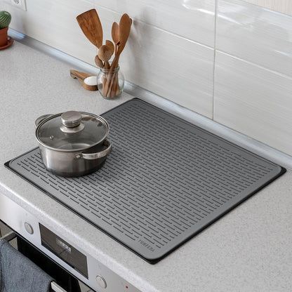 Stove Top Cover for Electric Stove - Silicone Stove Mat for Glass Top, Glass Cooktop Protector, XL Dish Drying Mats for Kitchen,Oven Covers for Electric Stove (Black,30 x 21)