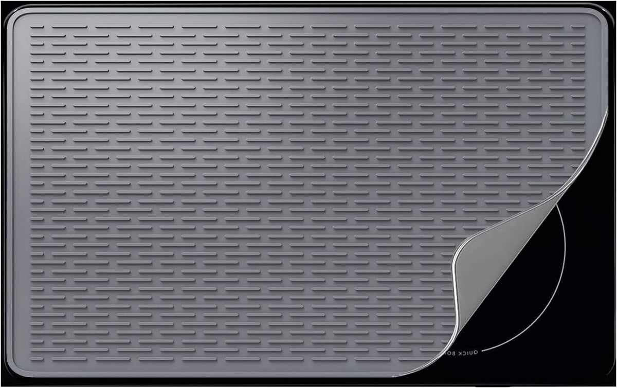 Stove Top Cover for Electric Stove - Silicone Stove Mat for Glass Top, Glass Cooktop Protector, XL Dish Drying Mats for Kitchen,Oven Covers for Electric Stove (Black,30 x 21)