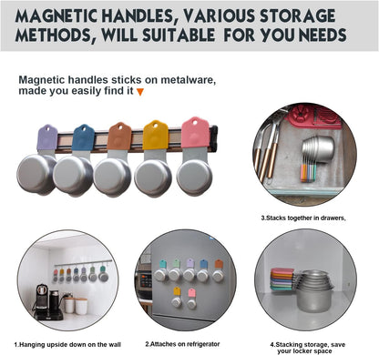 Magnetic Measuring Cups Set, 7 Pieces 18/8 Stainless Steel Stackable Nesting Heavy Duty Measuring Cups, kitchen Tools, Perfect for Dry and Liquid Ingredients, Dishwasher Safe (Muticolour, 7 set)