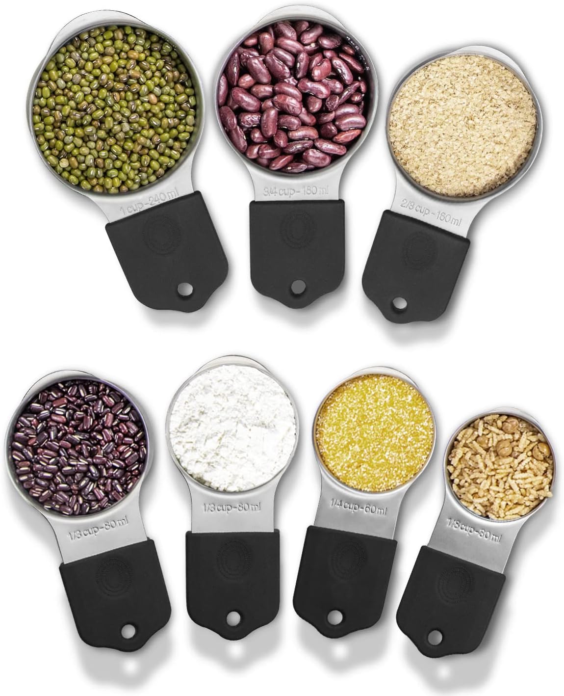 Magnetic Measuring Cups Set, 7 Pieces 18/8 Stainless Steel Stackable Nesting Heavy Duty Measuring Cups, kitchen Tools, Perfect for Dry and Liquid Ingredients, Dishwasher Safe (Muticolour, 7 set)
