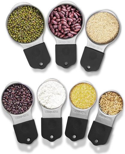 Magnetic Measuring Cups Set, 7 Pieces 18/8 Stainless Steel Stackable Nesting Heavy Duty Measuring Cups, kitchen Tools, Perfect for Dry and Liquid Ingredients, Dishwasher Safe (Muticolour, 7 set)