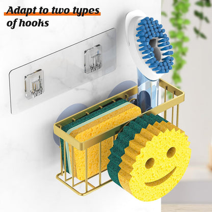 Sponge Holder Smiley Face, Sink Organizer with 2 Suction Cups/1 Adhesive Strips, Designed for Sponge, Soap, Dish Brush, Scrubber - Black