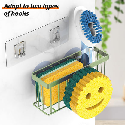 Sponge Holder Smiley Face, Sink Organizer with 2 Suction Cups/1 Adhesive Strips, Designed for Sponge, Soap, Dish Brush, Scrubber - Black