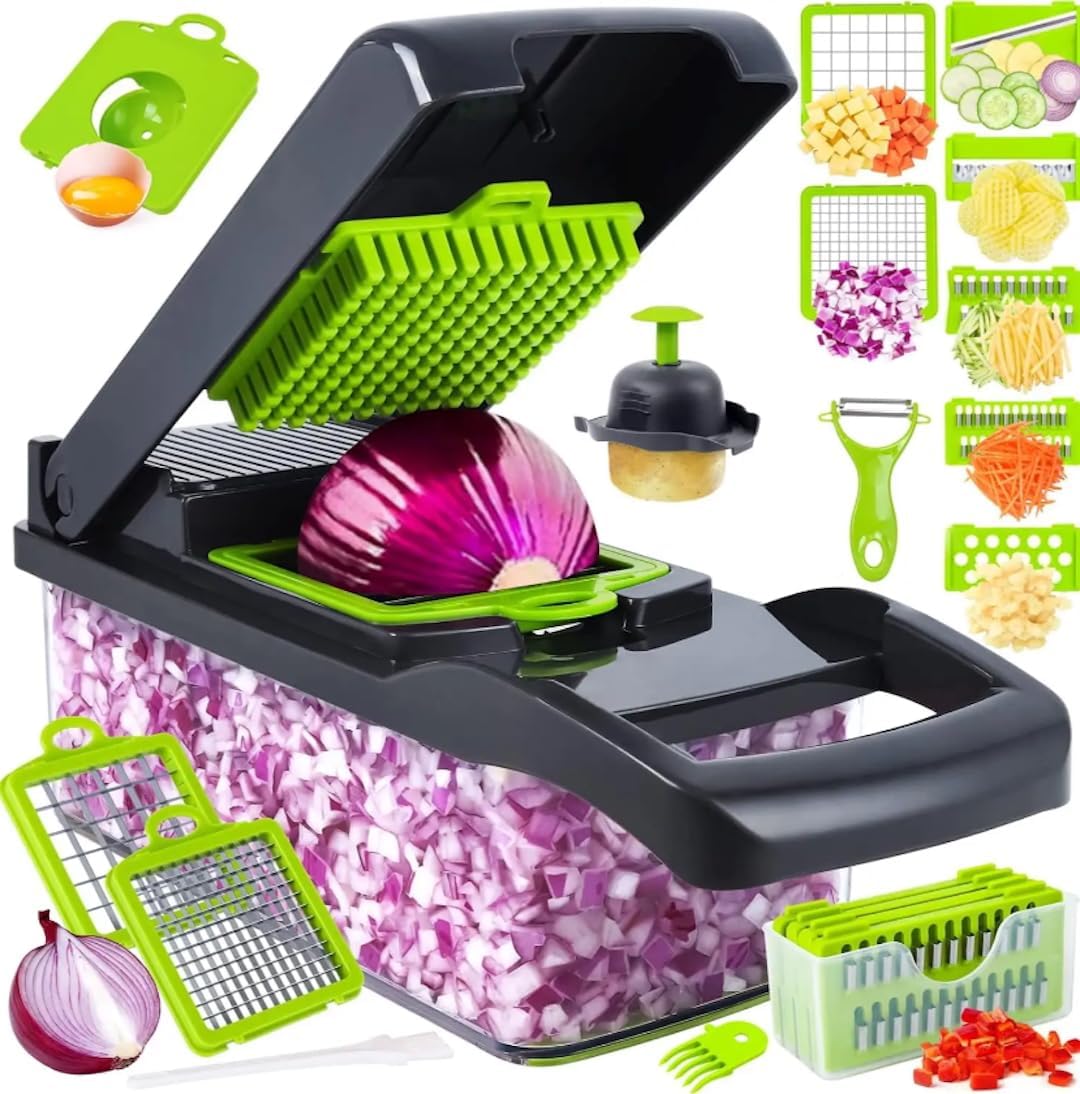 Pro Series 16 in 1 Vegetable Chopper, Onion chopper with Container, Cucumber and Fruit Shredder, Slicer, Veggie Chopper, Must have Kitchen gadget to save your prep time for cooking.