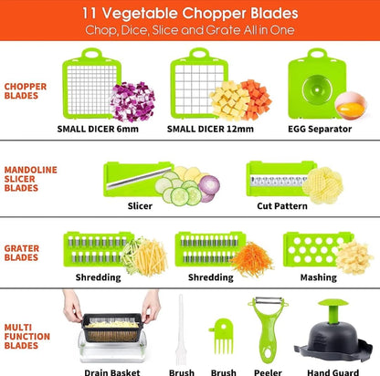 Pro Series 16 in 1 Vegetable Chopper, Onion chopper with Container, Cucumber and Fruit Shredder, Slicer, Veggie Chopper, Must have Kitchen gadget to save your prep time for cooking.