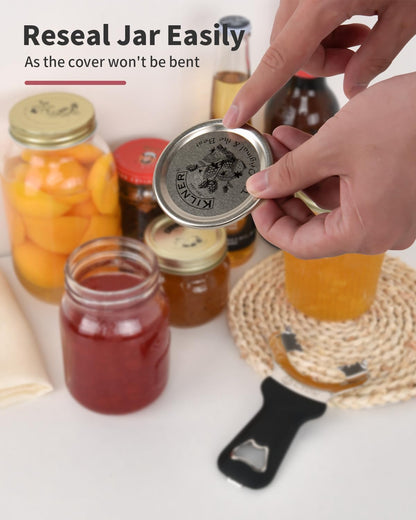 Mason Jar Opener Tool with Soft Touch Handle, for Canning Supplies | No Lid Dents or Damage, Multifunctional Opener Tool, Easy twist removes any jar lid, Built in bottle opener, Built to last