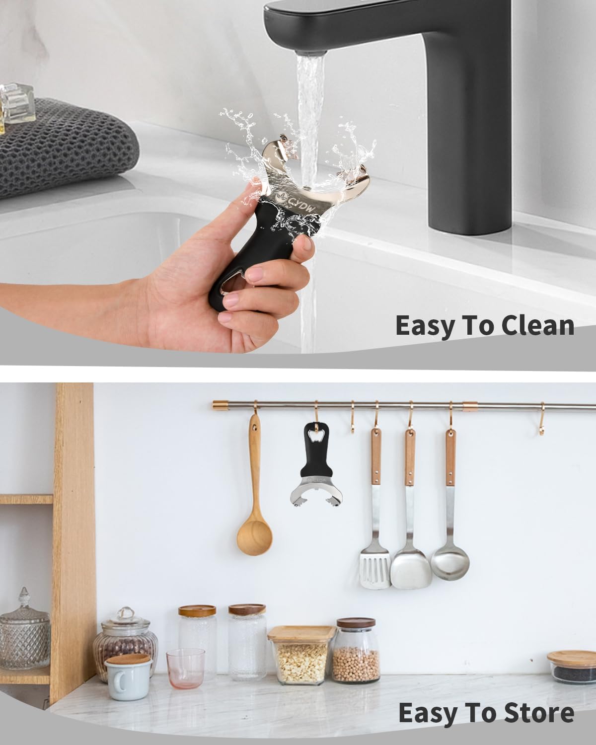 Mason Jar Opener Tool with Soft Touch Handle, for Canning Supplies | No Lid Dents or Damage, Multifunctional Opener Tool, Easy twist removes any jar lid, Built in bottle opener, Built to last