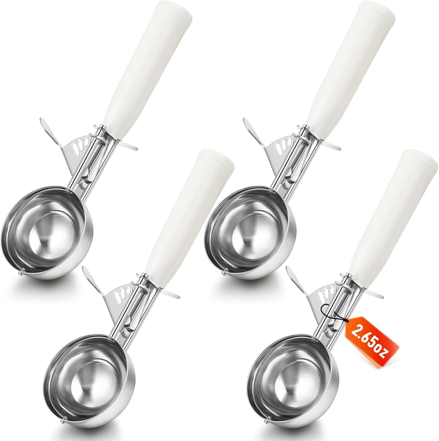 2 Pcs Release Cookie Scoops Ice Cream Scooper with Trigger Release Portion Scoop Stainless Steel for Portion Control, Baking Food, Cookie Dough (1 oz,Black)