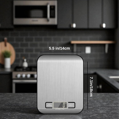 Digital Kitchen Scale, 11lb Stainless Steel Food Scale with LCD Display, 6 Units Tare Function, 0.05oz/1g Precision for Baking (White)
