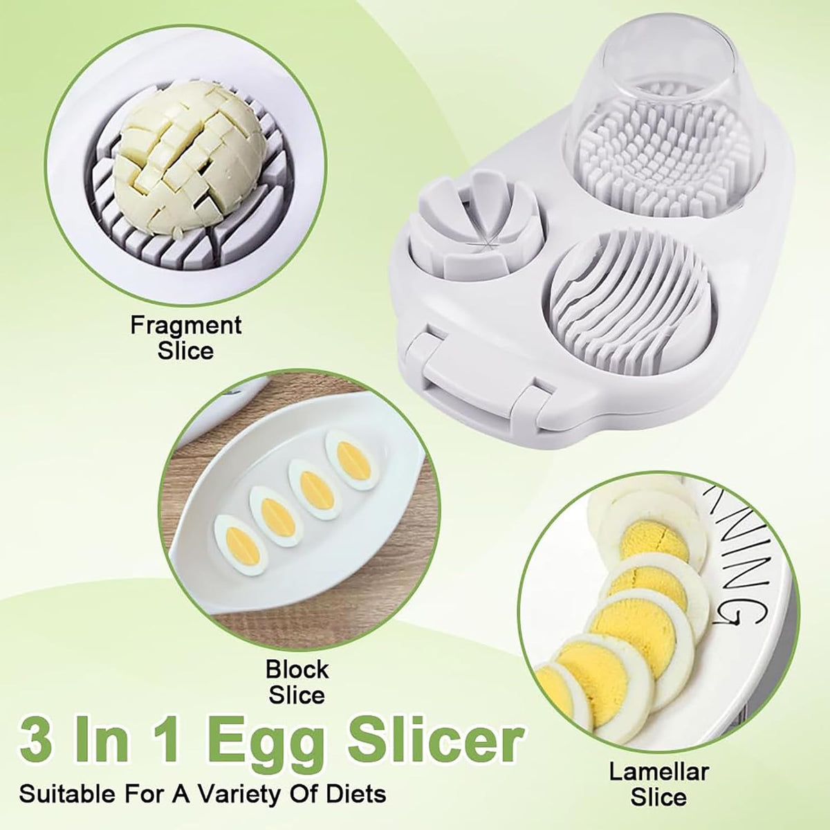 3 in 1 Egg Slicer for Hard Boiled Eggs with Cleaning Brush