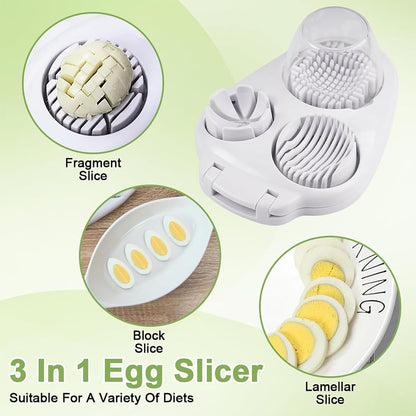 3 in 1 Egg Slicer for Hard Boiled Eggs with Cleaning Brush
