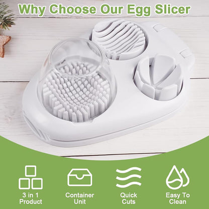 3 in 1 Egg Slicer for Hard Boiled Eggs with Cleaning Brush