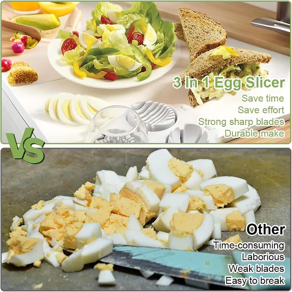 3 in 1 Egg Slicer for Hard Boiled Eggs with Cleaning Brush