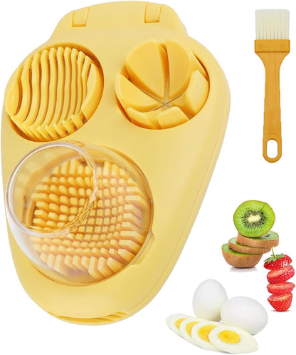 3 in 1 Egg Slicer for Hard Boiled Eggs with Cleaning Brush