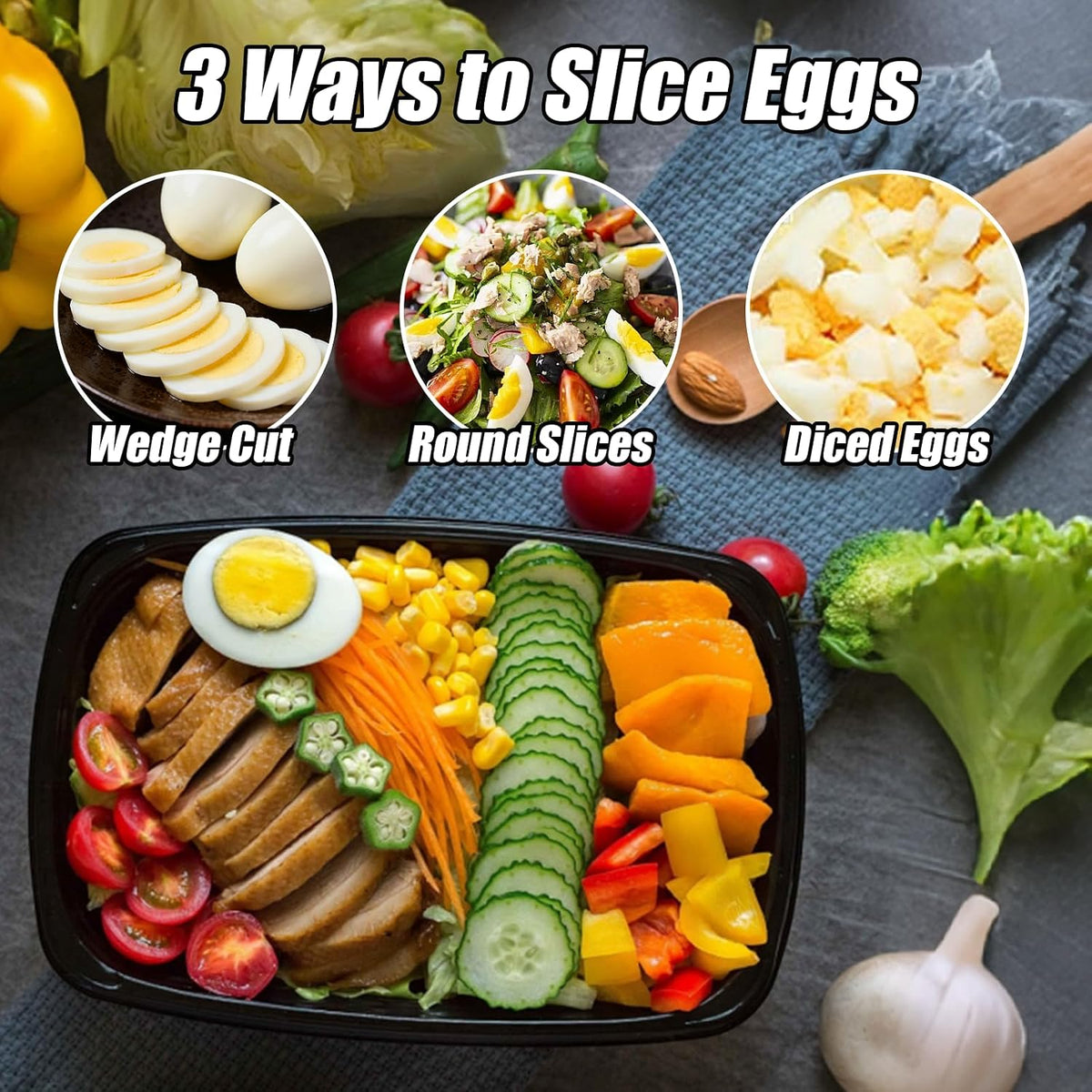 3 in 1 Egg Slicer for Hard Boiled Eggs with Cleaning Brush