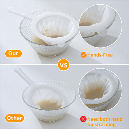 Premium Multi-Mesh Strainer Set, 4 Pack - 100/200/300/400 Mesh, Nylon & Plastic Fine Mesh Sieve for Tea, Coffe, Nut Milk, Juice, Broth, Smoothies, Reusable & Easy to Clean, Durable,Dishwarer Safe