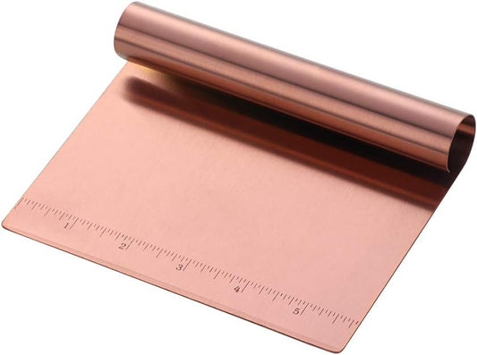 Pastry Cutter Bench Scraper & Chopper Stainless Steel Mirror Polished with Measuring Scale Multipurpose Cake Pizza Cutter Pastry Bread Separator Scale Knife Rose Gold